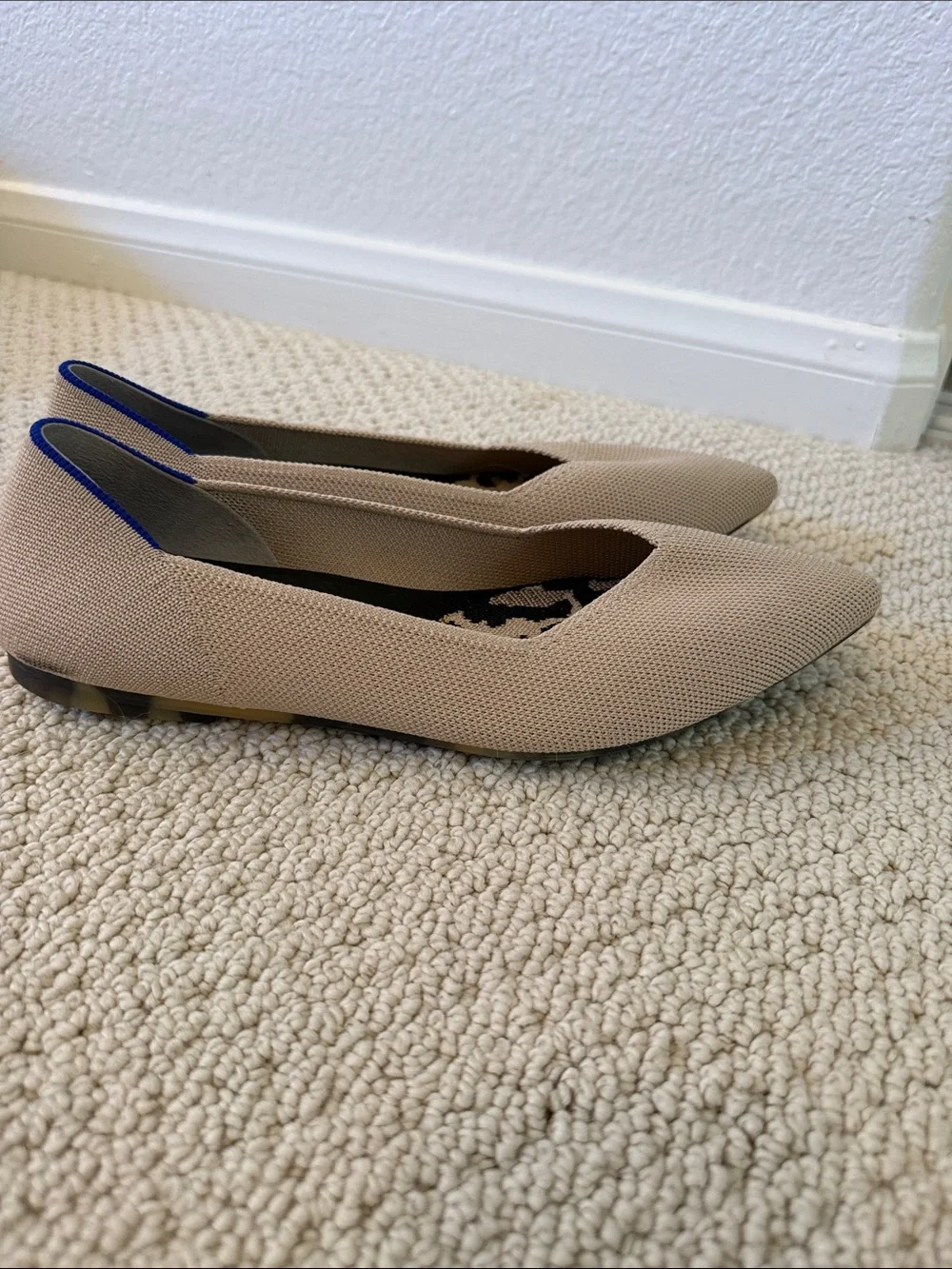 ROTHY Women’s Pointed Knit Ballet Flats in Light Beige